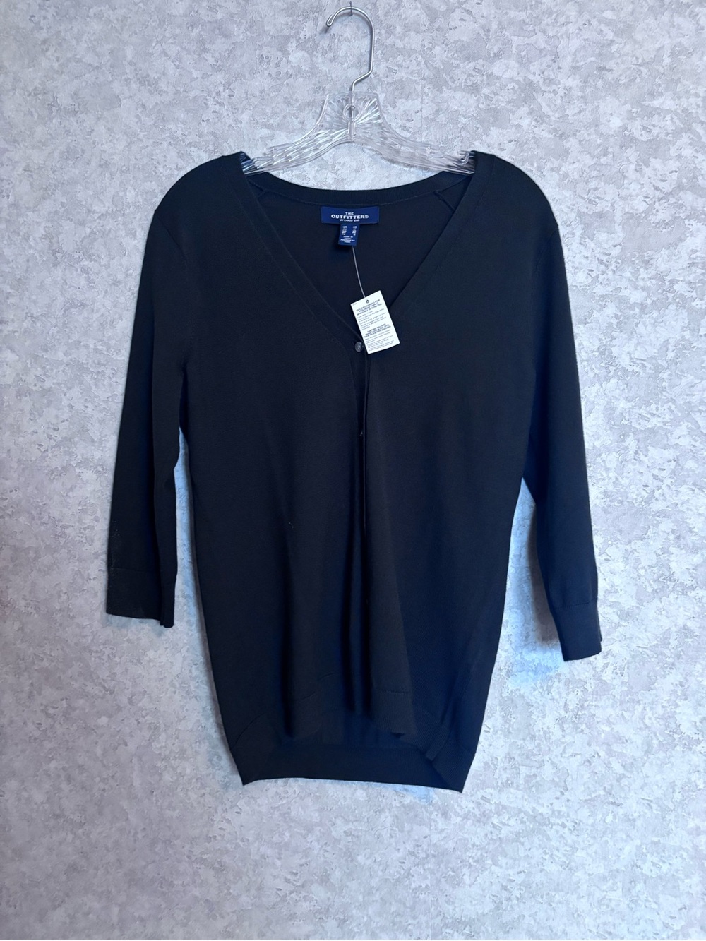 Land’s End Black 3/4 Sleeve V-Neck Women's Cardigan sweater Size XS